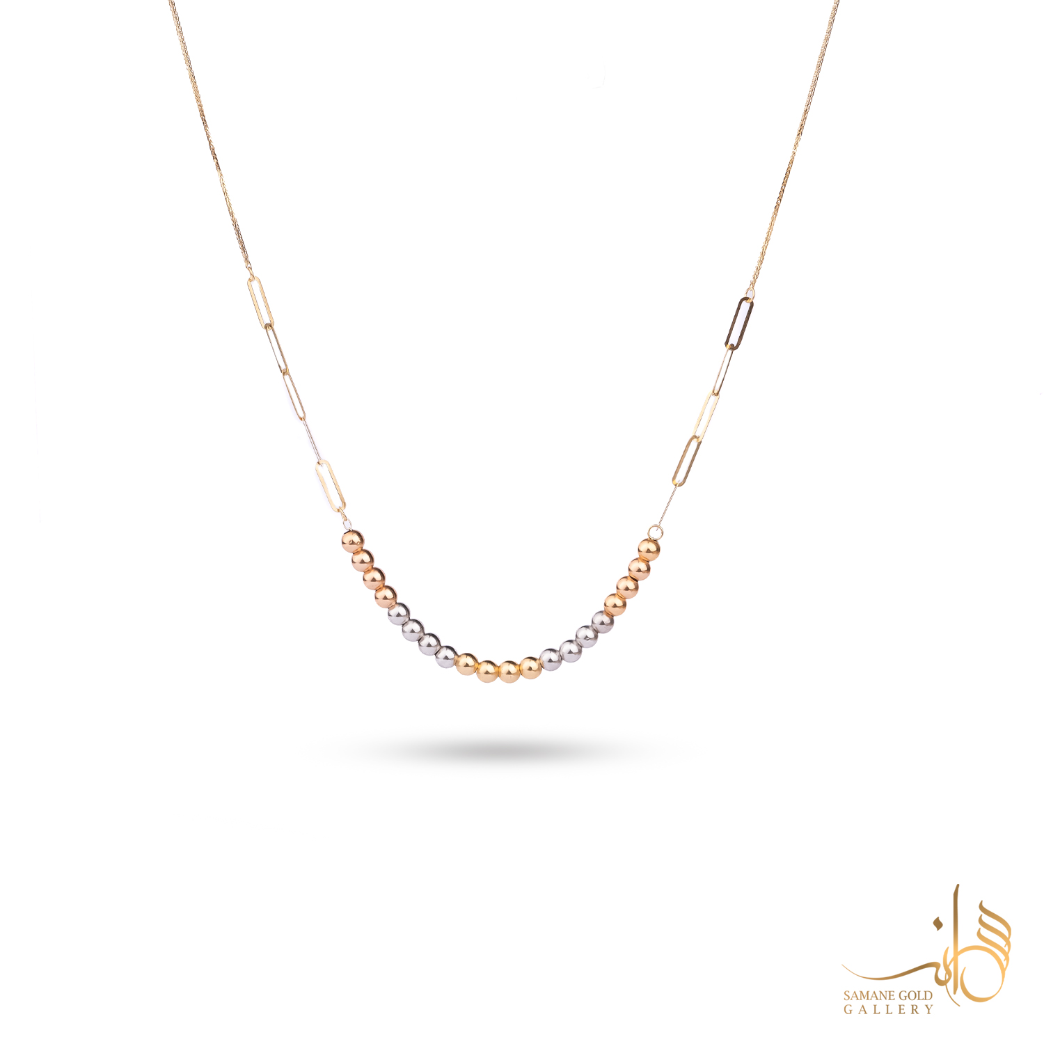 گردنبند طلا گوی و هرمس سه‌رنگ