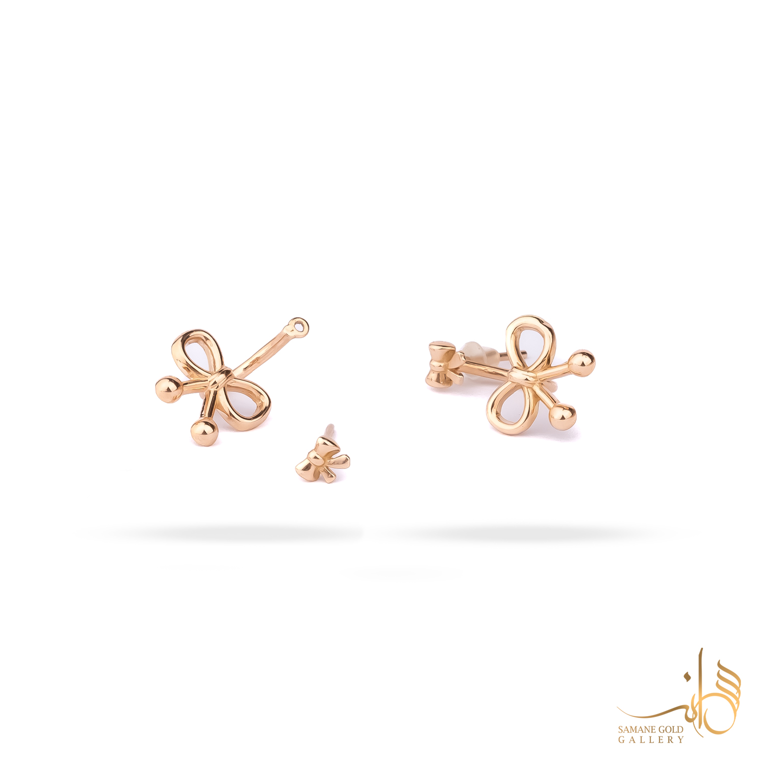 گوشواره طلا میخی زیرورو پاپیون