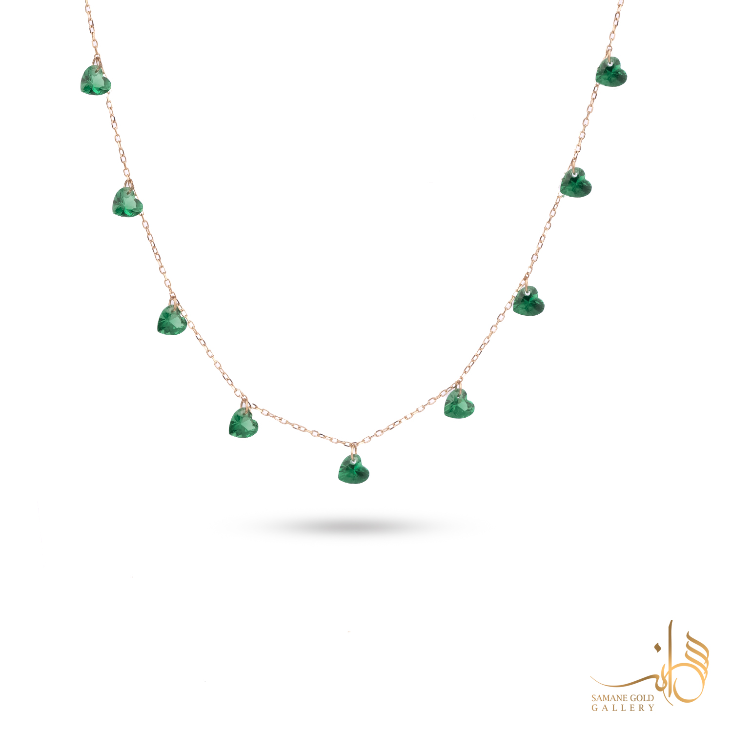 گردنبند طلا سنگ قلب سبز