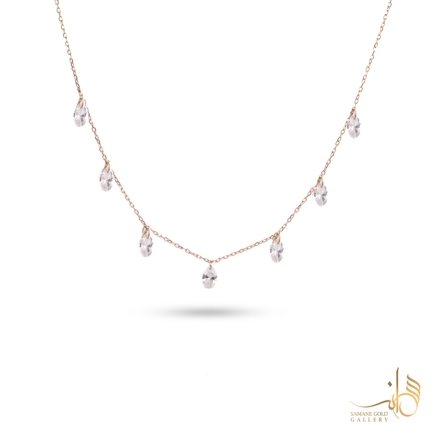 گردنبند طلا سنگ اشک سفید