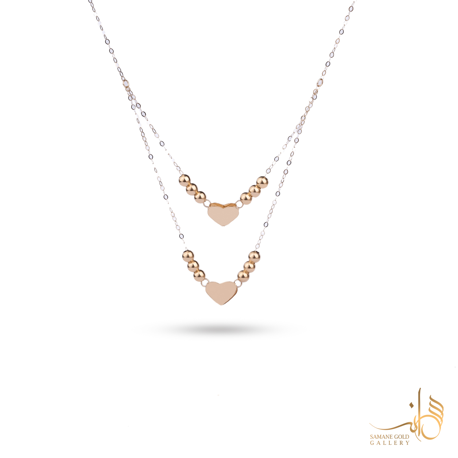 گردنبند طلا دولاین گوی و قلب لوکس