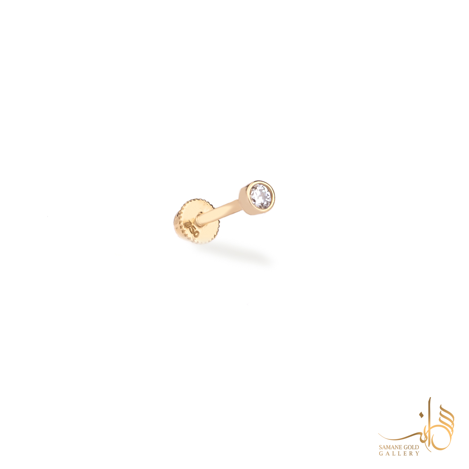 پیرسینگ طلا تک نگین گرد