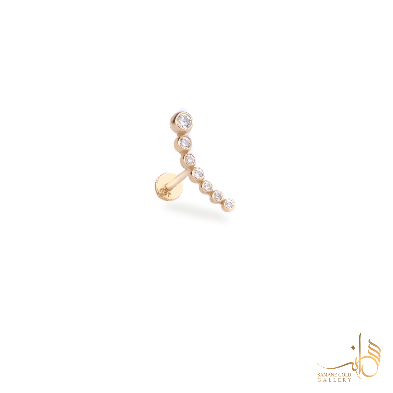 پیرسینگ طلا میخی قوس نگین‌دار