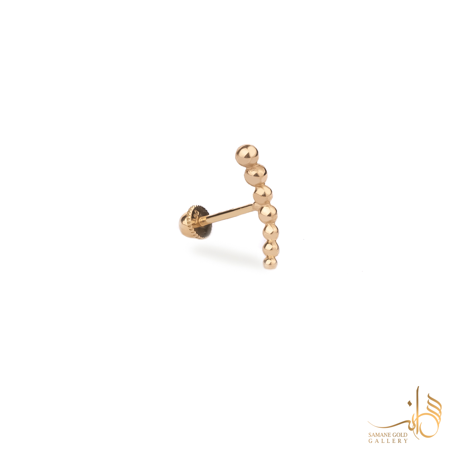 پیرسینگ طلا میخی قوس گوی