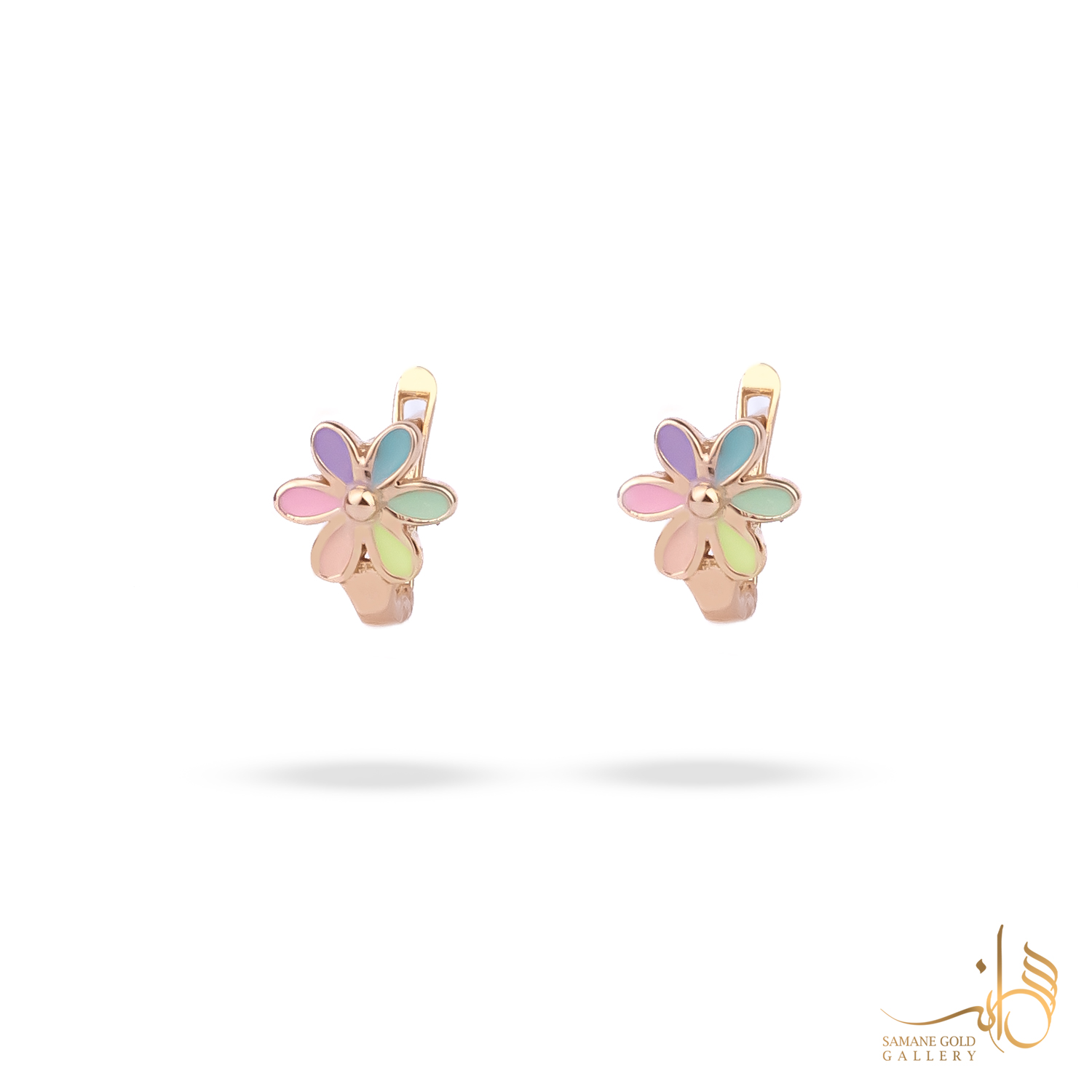 گوشواره طلا روکو گل رنگی