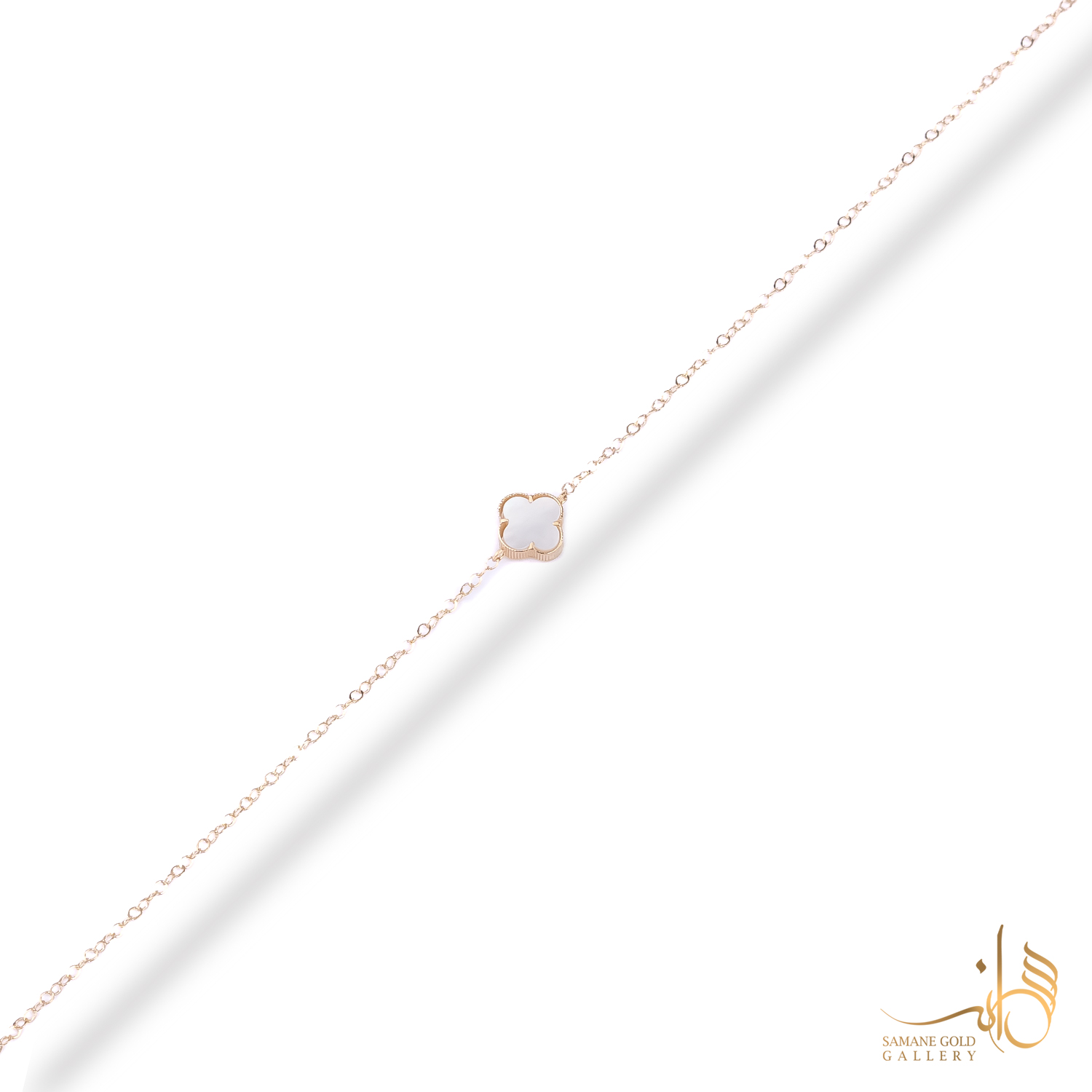 دستبند طلا ونکلیف تک گل سفید