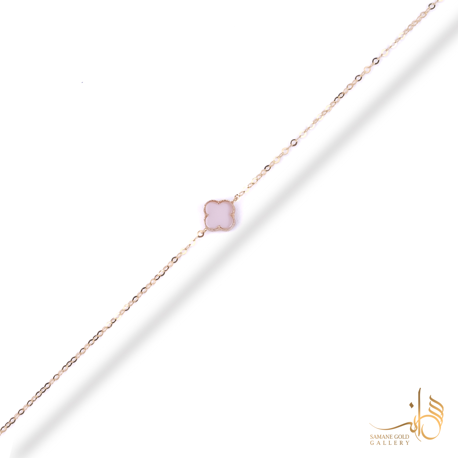 دستبند طلا ونکلیف تک گل صورتی