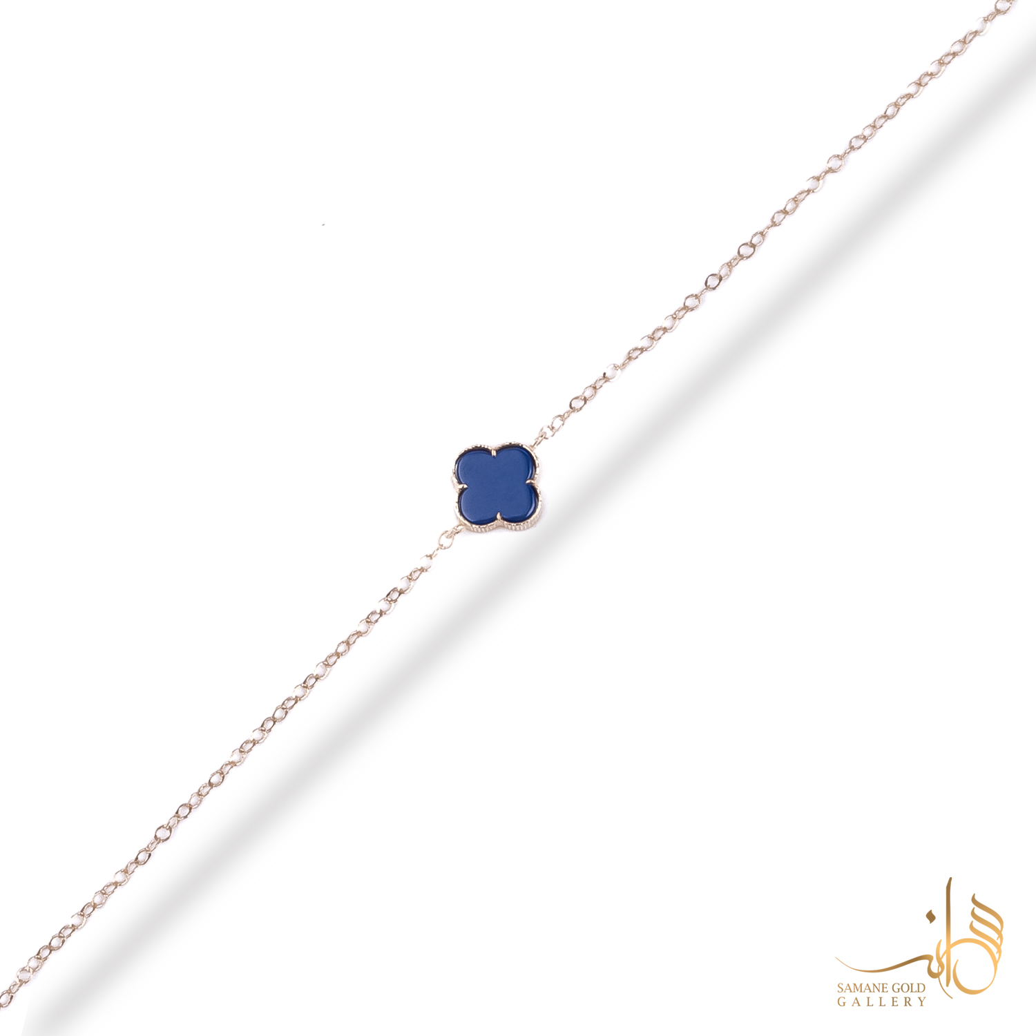 دستبند طلا ونکلیف تک گل آبی