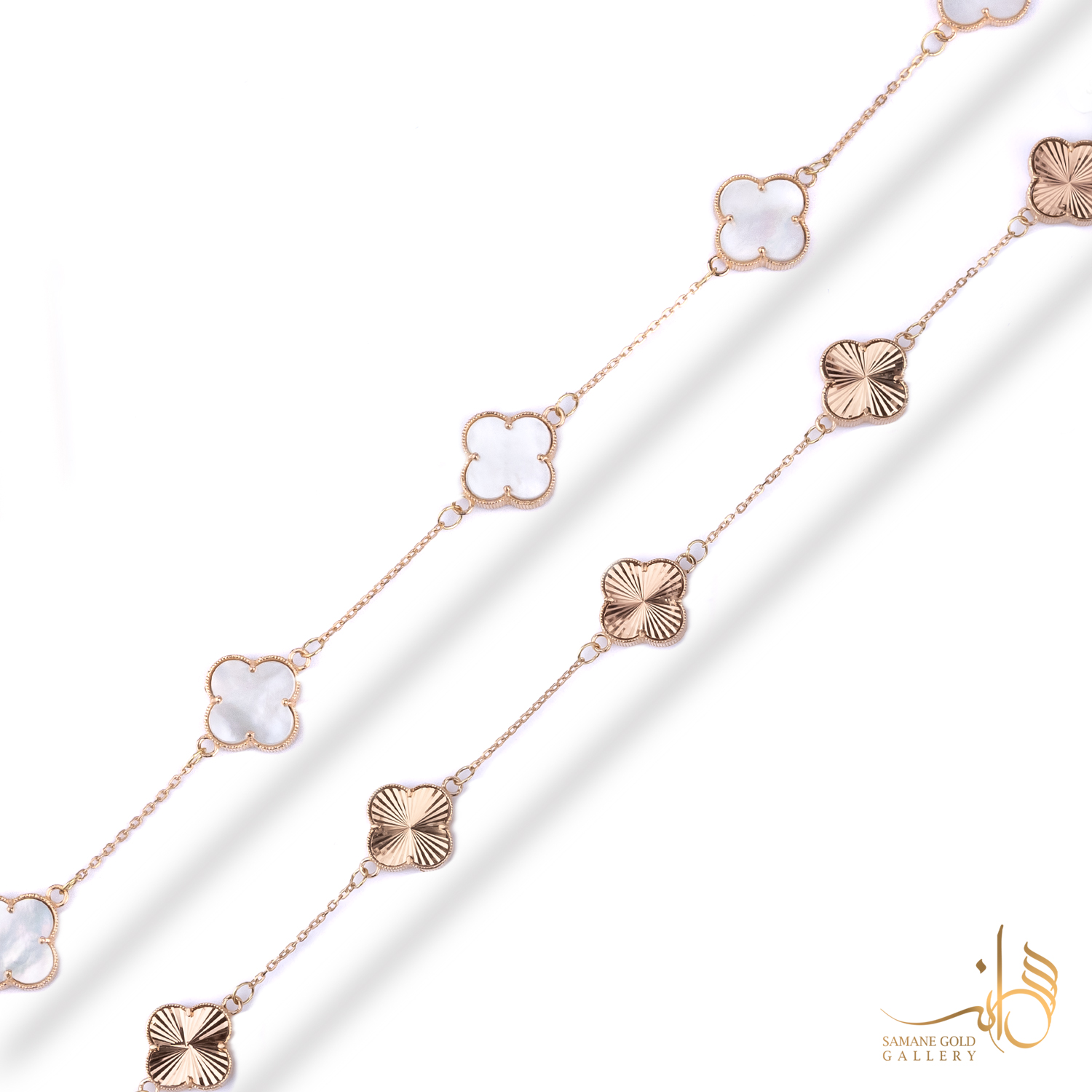 دستبند طلا ونکلیف دورو تراش و سفید