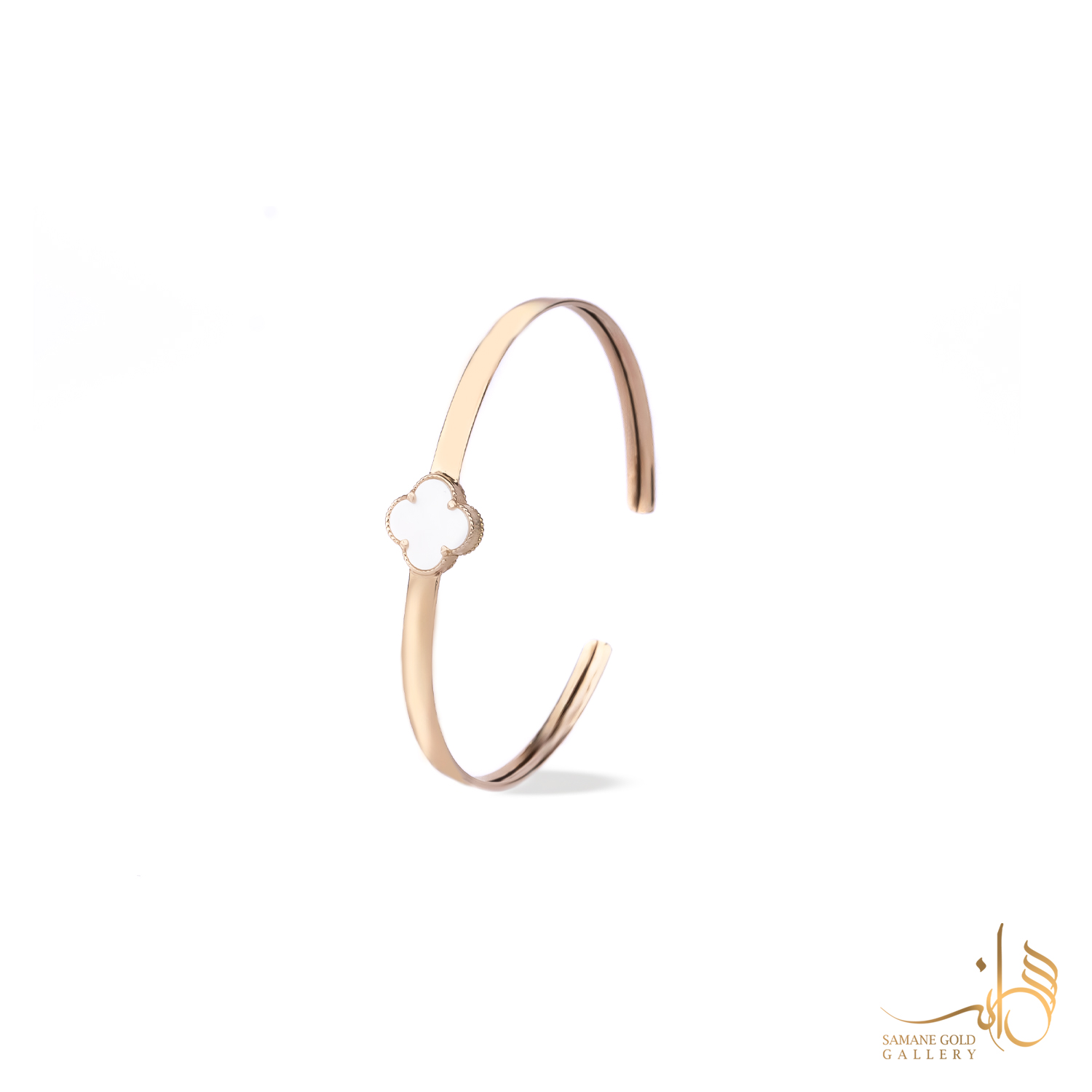 بنگل طلا ونکلیف سفید آینه ای