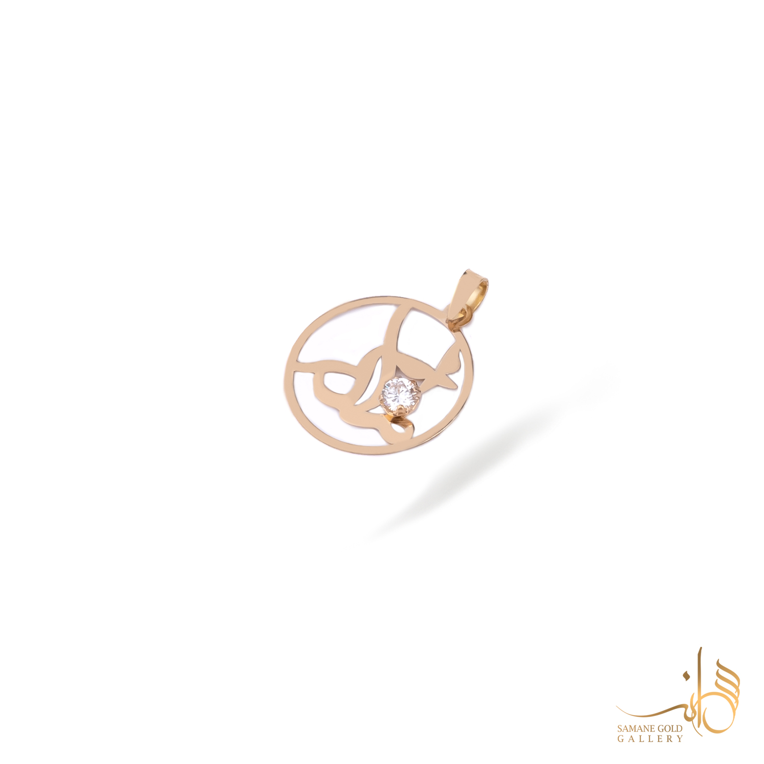 آویز طلا دایره مادر با نگین