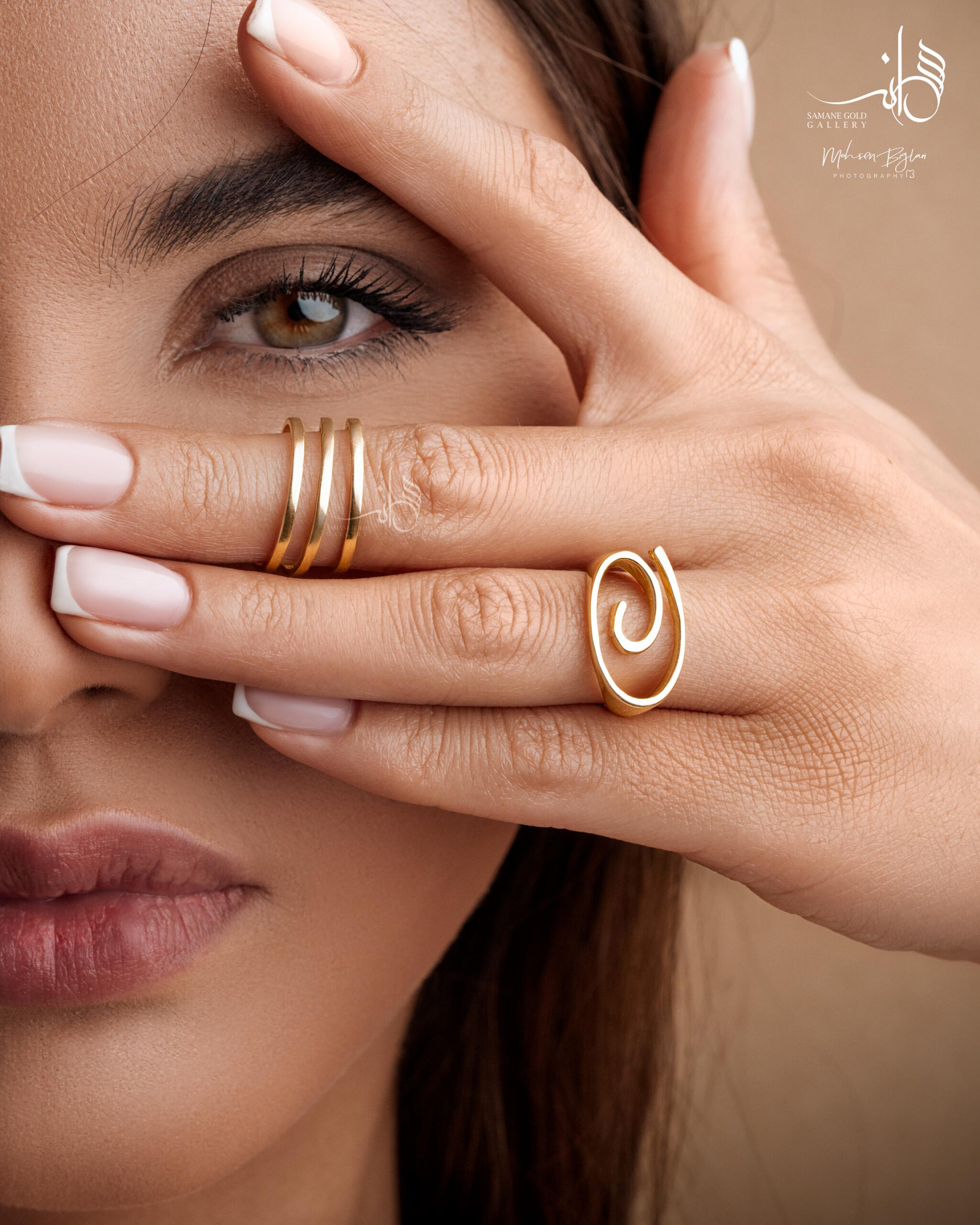 انگشتر طلا موج و سه خط