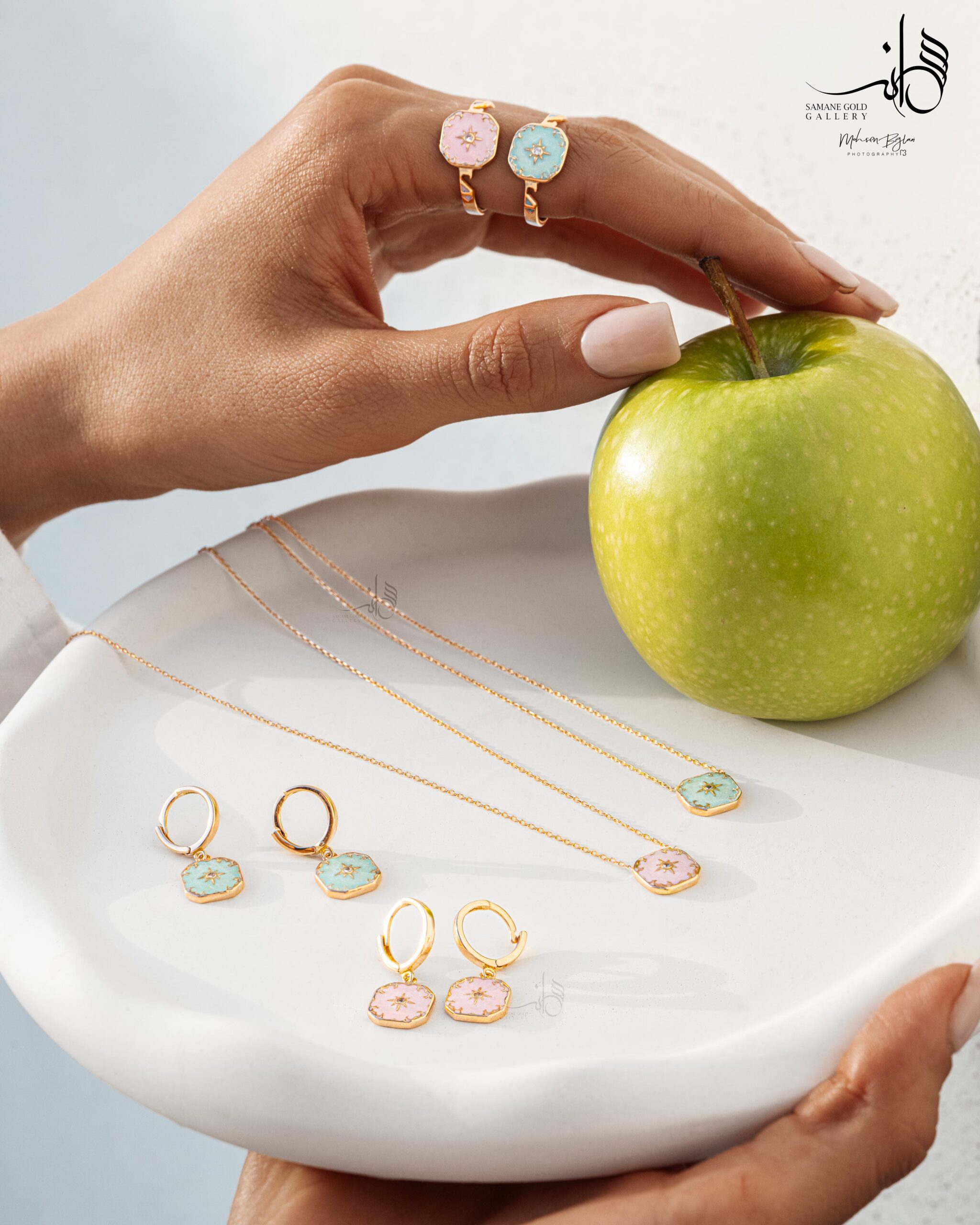 گوشواره روکو نورین مینا صورتی - Image 2