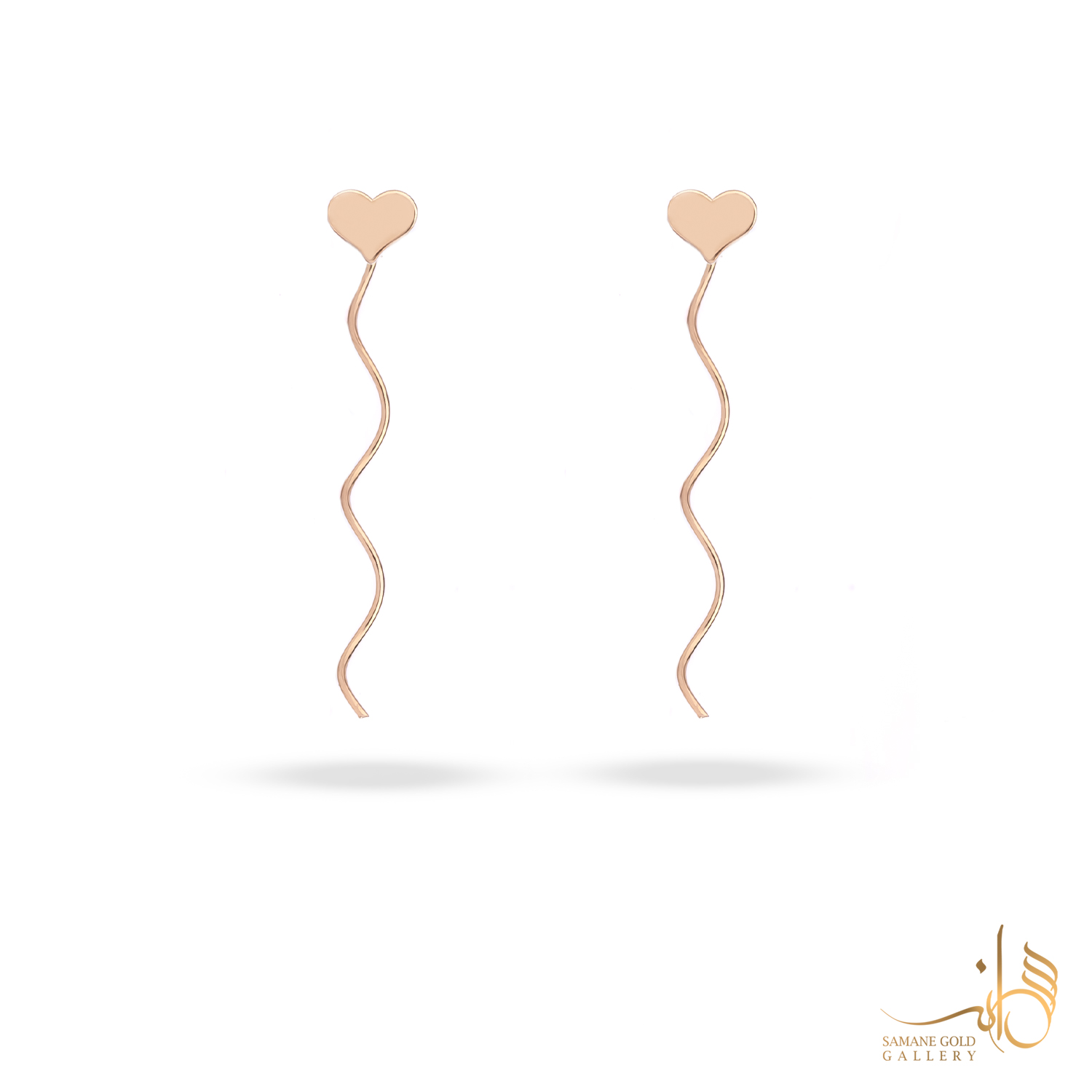 گوشواره طلا بخیه‌ای قلب موج‌دار