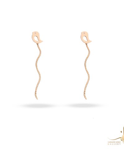 گوشواره طلا بخیه‌ای جوجه موج‌دار
