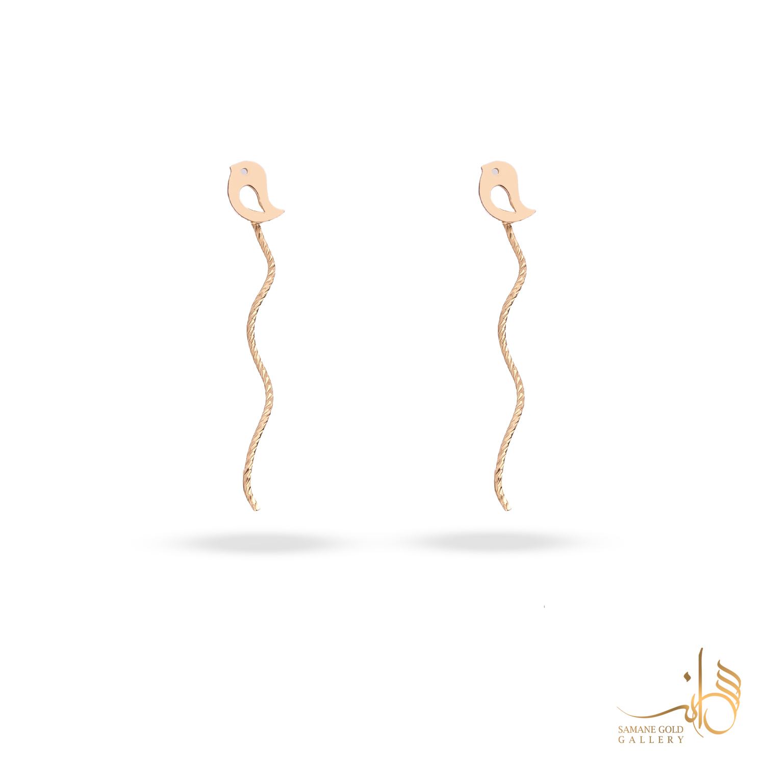 گوشواره طلا بخیه‌ای جوجه موج‌دار