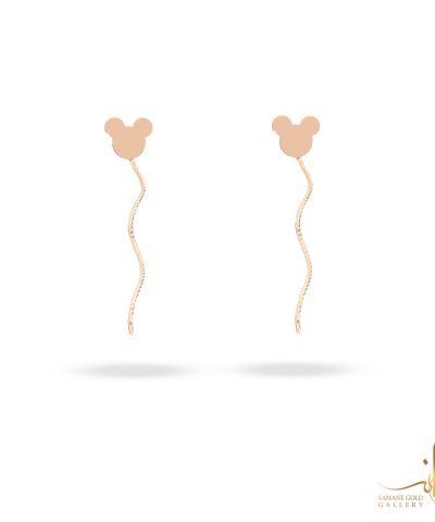 گوشواره طلا بخیه‌ای میکی موس موج‌دار