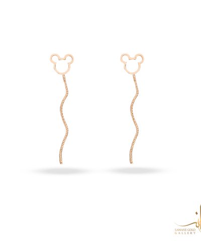 گوشواره طلا بخیه‌ای میکی توخالی موج‌دار