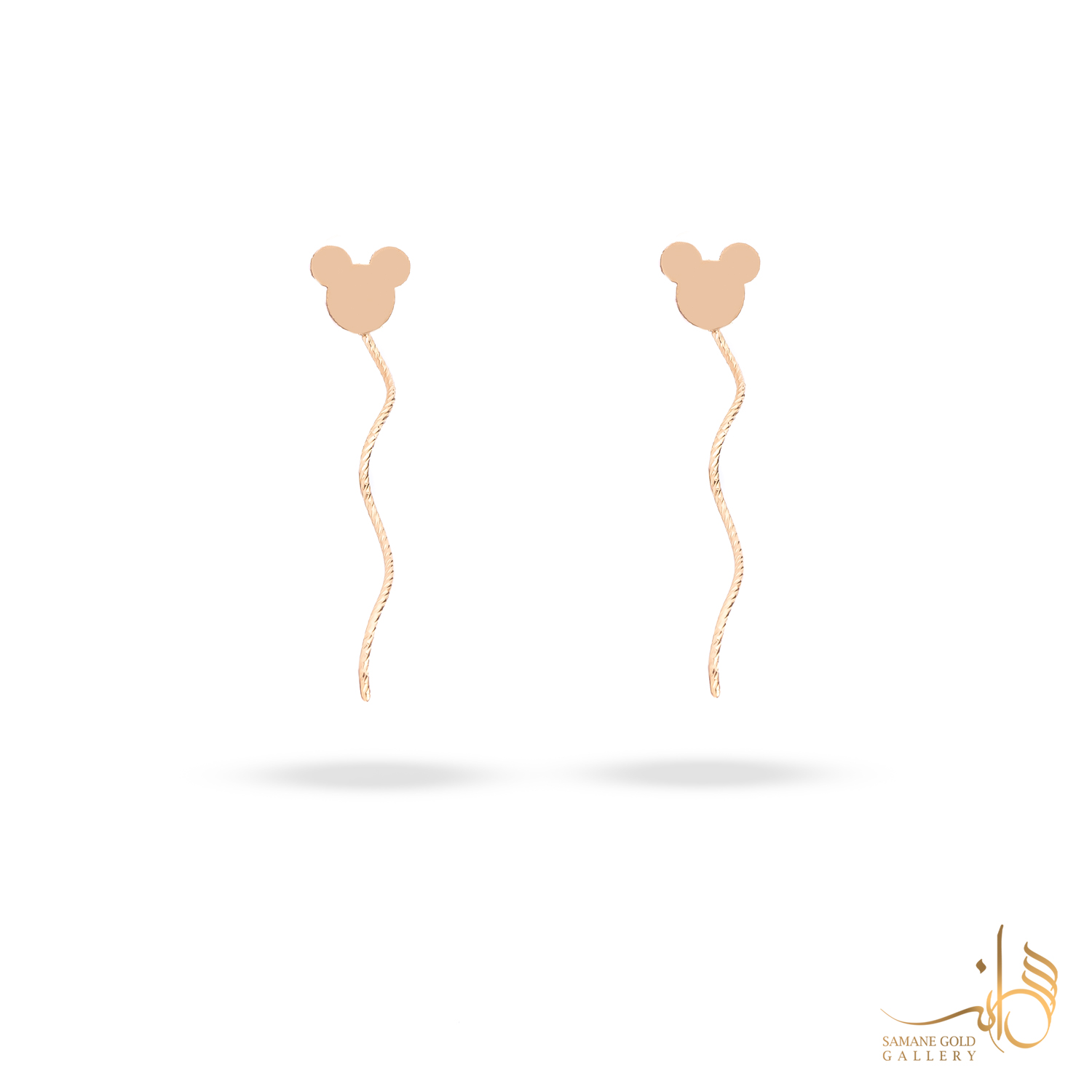 گوشواره طلا بخیه‌ای میکی موس موج‌دار