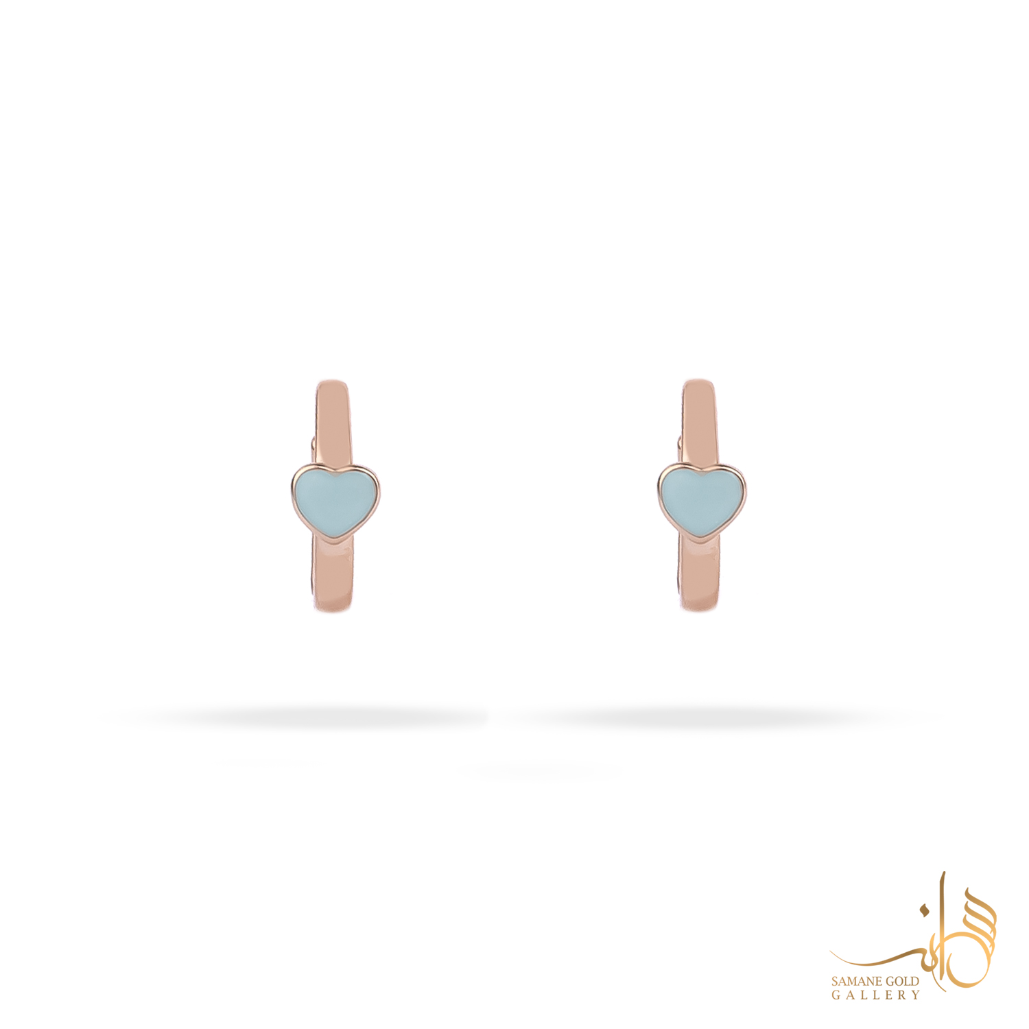 گوشواره طلا روکو قلب مینا کاری آبی