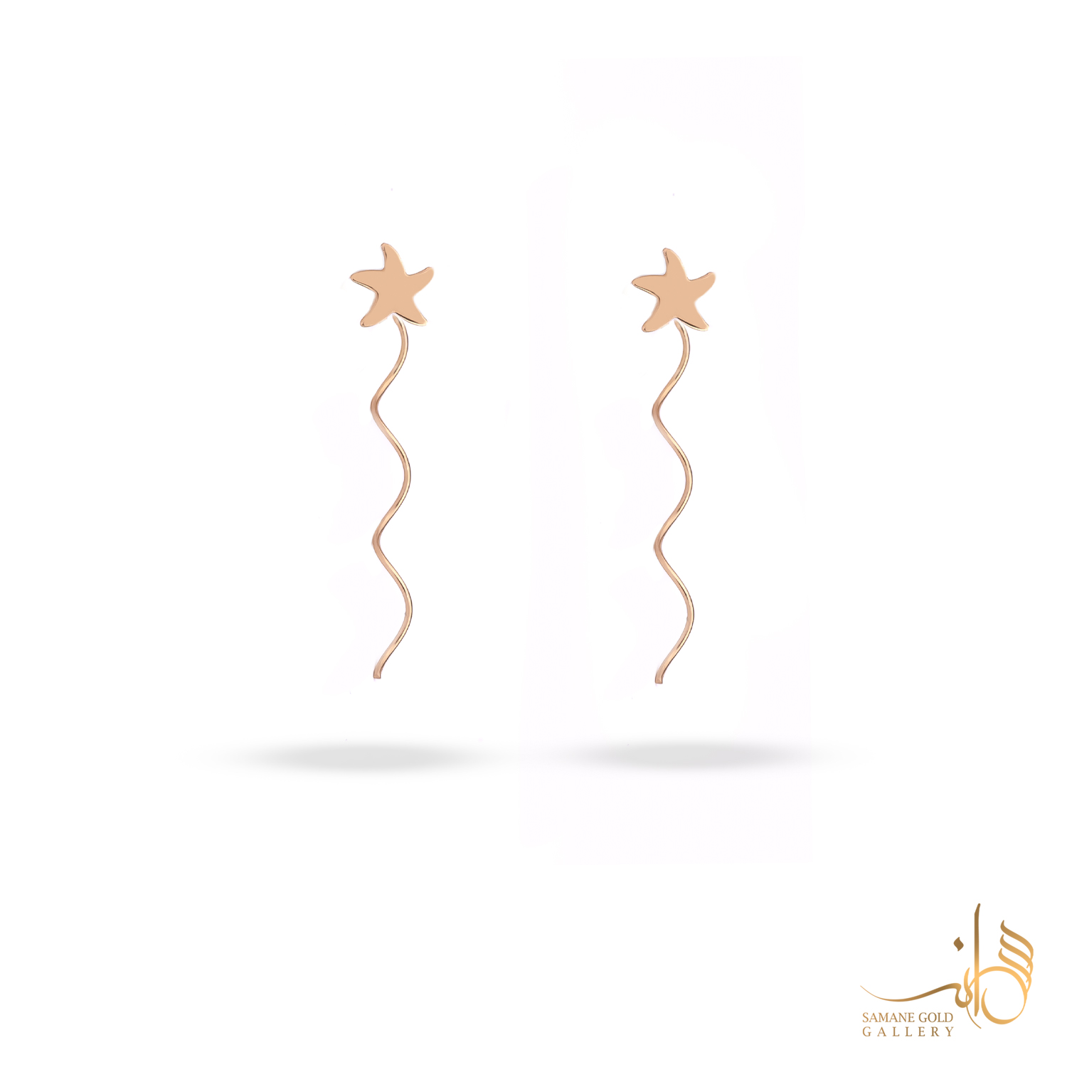 گوشواره طلا بخیه‌ای قلب موج‌دار