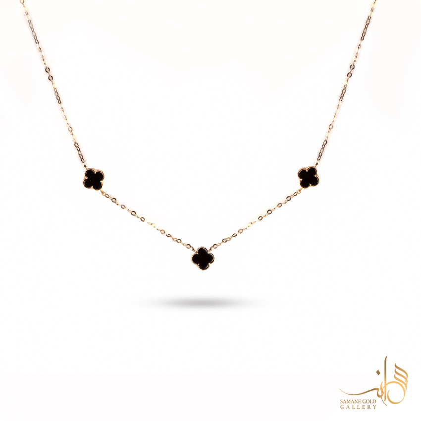 گردنبند طلا ونکلیف سه گل مشکی