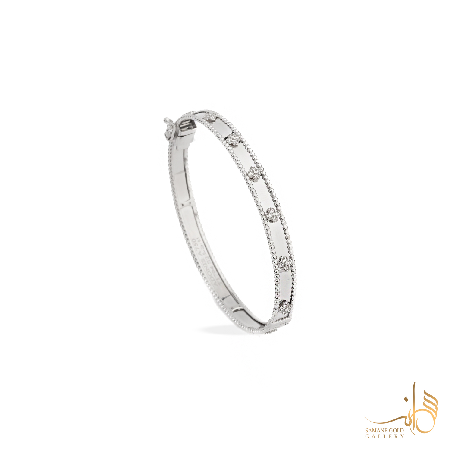 بنگل طلای سفید ونکلیف نگین دار