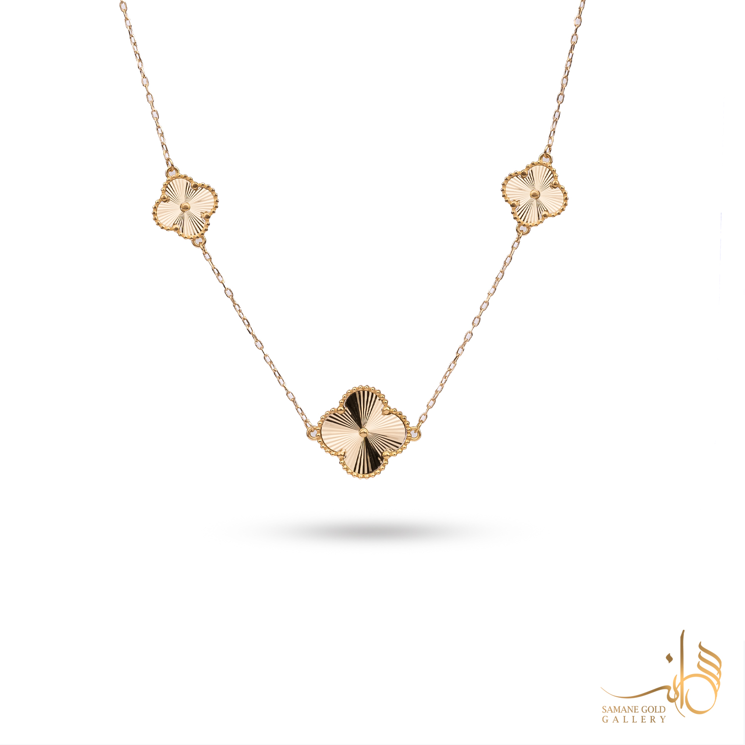 گردنبند طلا ونکلیف سه گل تراش کونیک