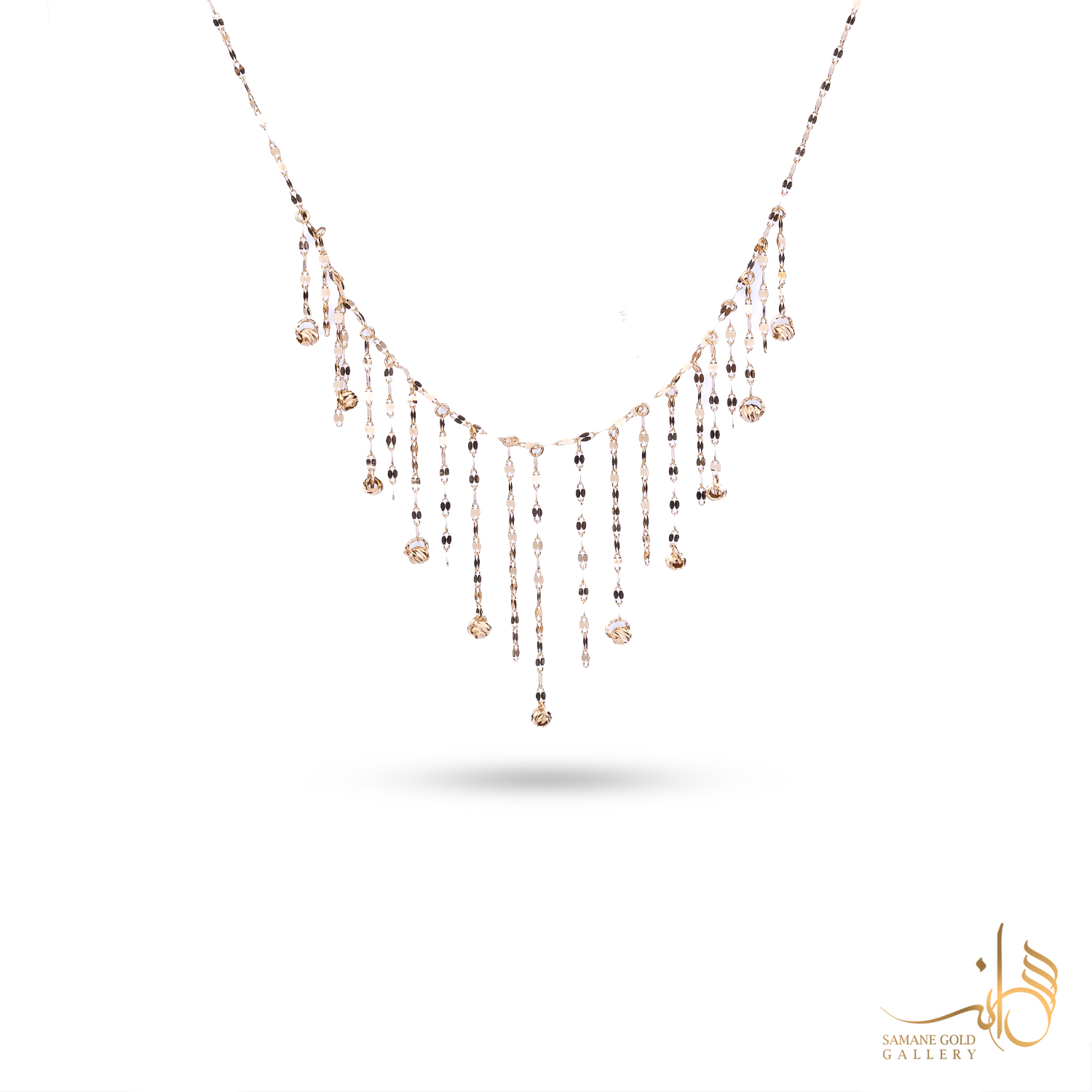 گردنبند طلا شرابه و گوی