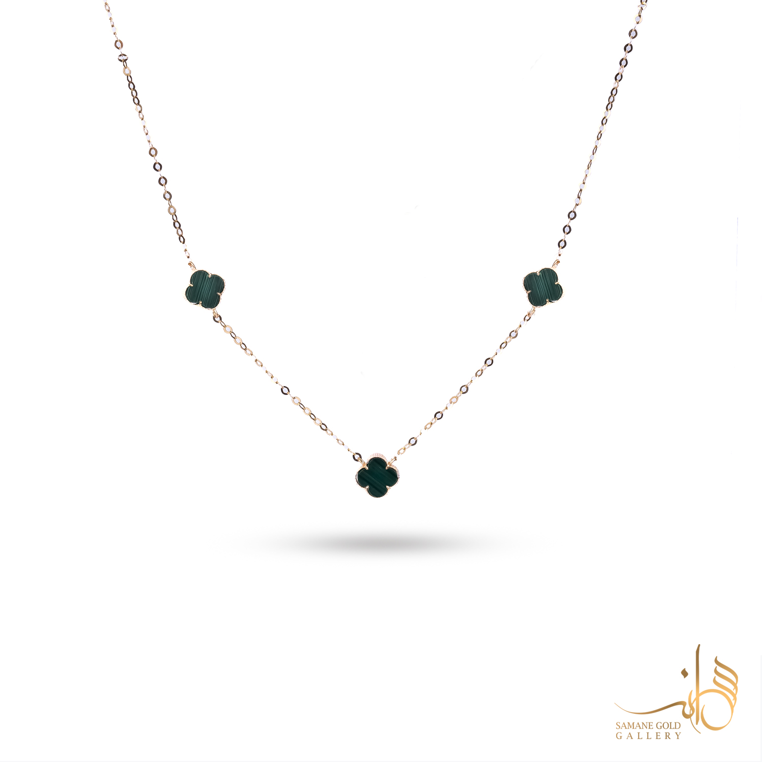 گردنبند طلا ونکلیف سه گل سبز