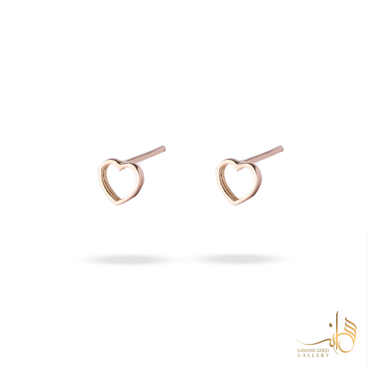 گوشواره میخی طلا قلب تو خالی