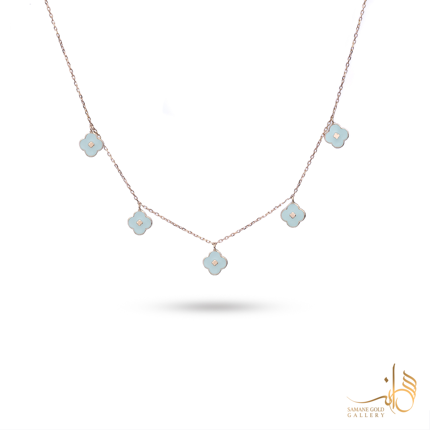 گردنبند طلا پنج گل آبی تیفانی