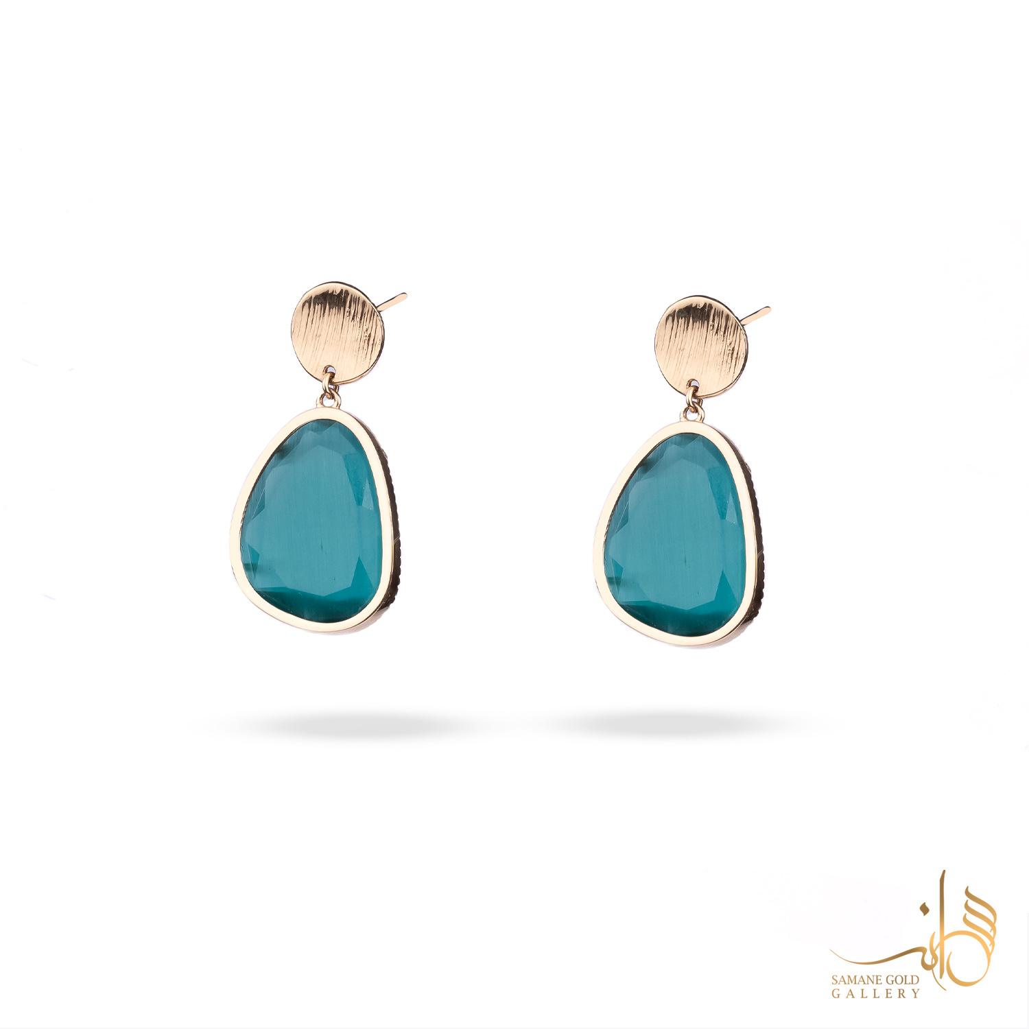 گوشواره میخی طلا کندی سبز