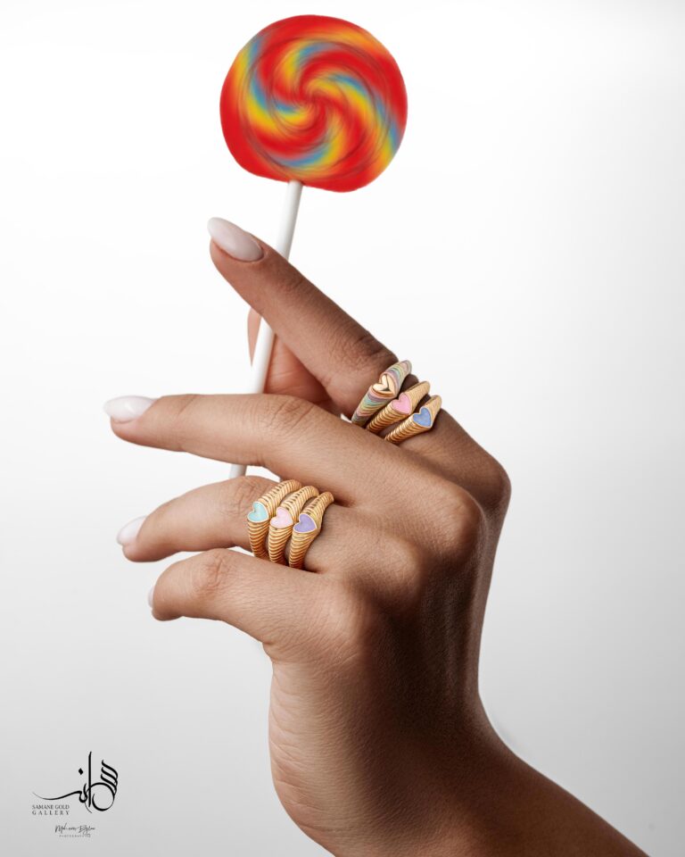 انگشتر طلا قلب فانتزی مینا کاری