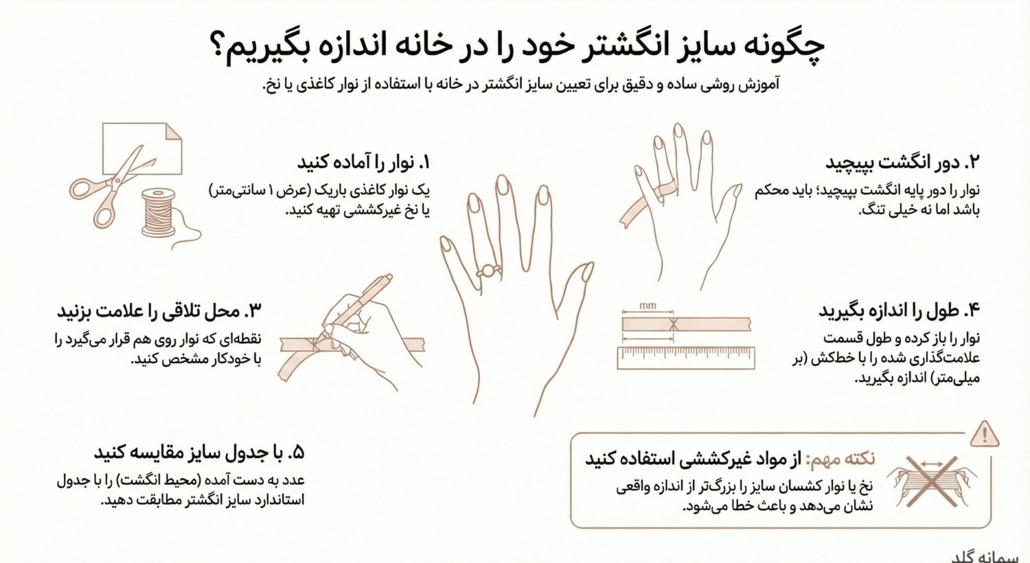 اندازه گیری سایز انگشتر
