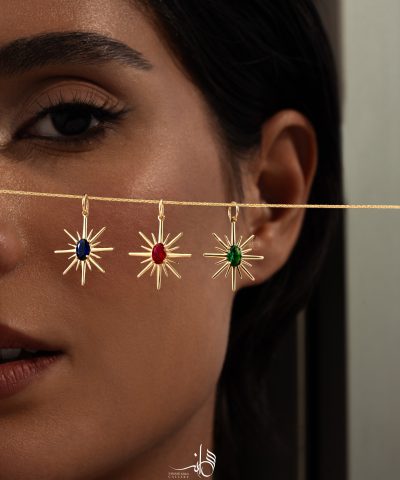 آویز طلا زنانه ستاره قطبی با سنگ سبز سمانه گلد