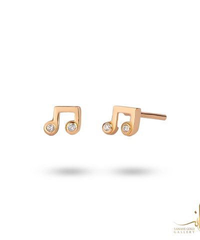 گوشواره طلا زنانه میخی نوت موسیقی سمانه گلد