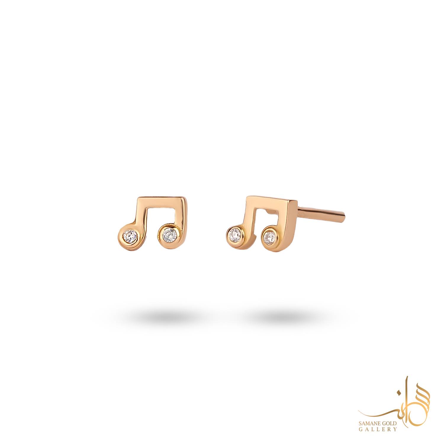 گوشواره طلا زنانه میخی نوت موسیقی سمانه گلد