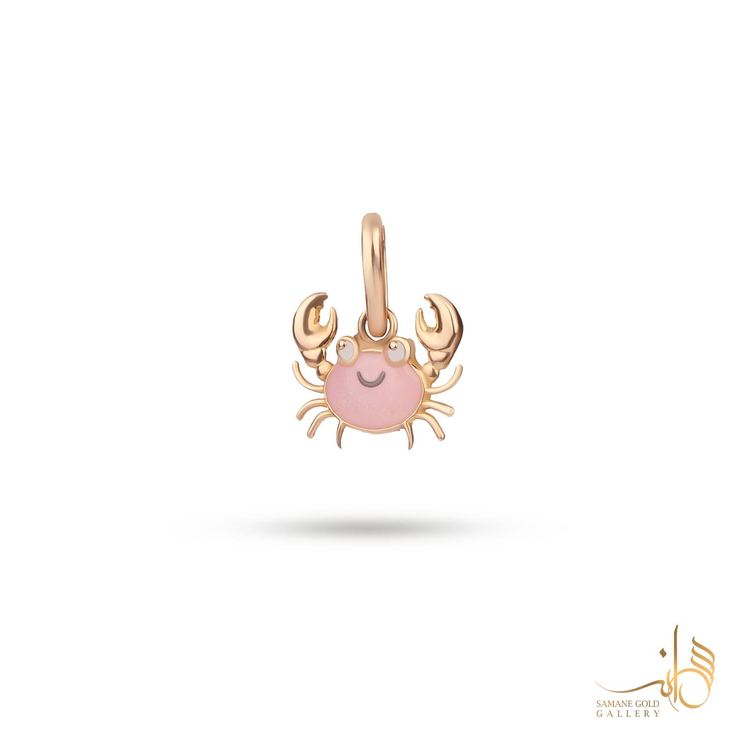 آویز طلا بچگانه خرچنگ صورتی سمانه گلد
